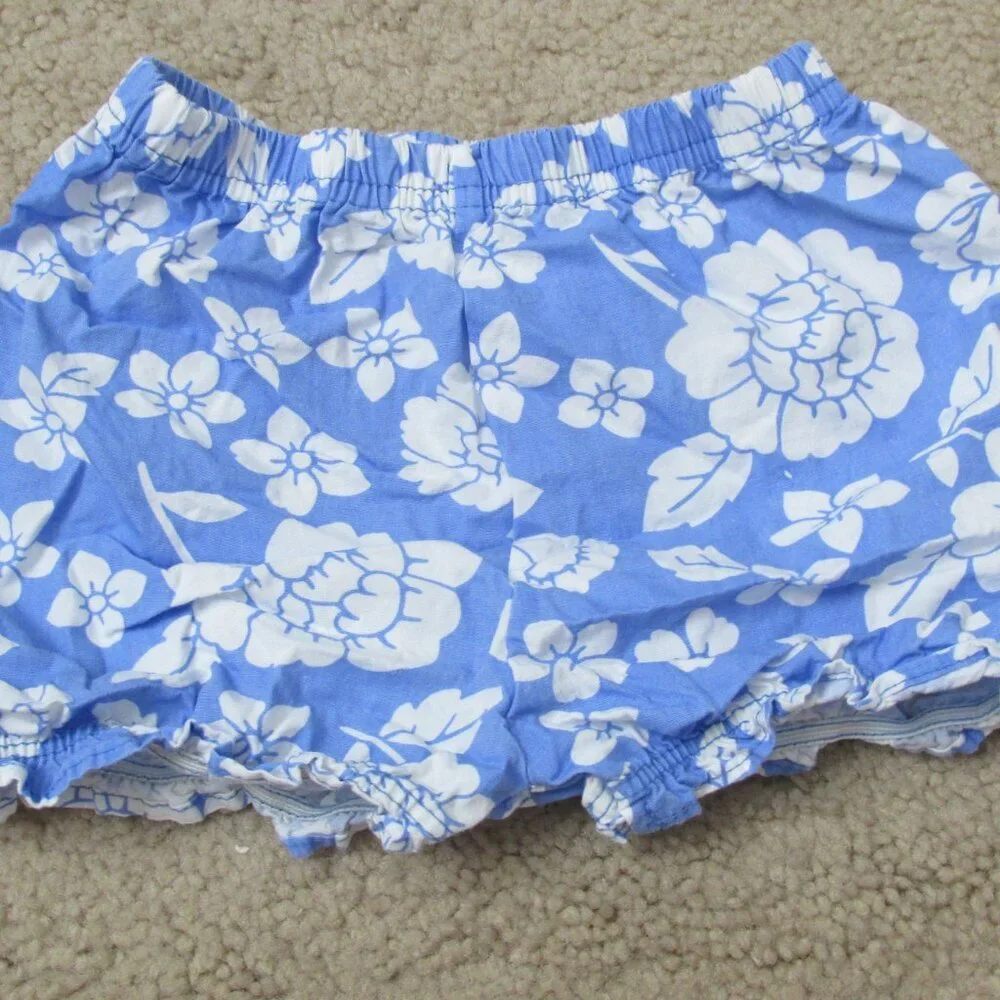 Younghearts 3 Pc Sleeveless Dress Hat Bloomer Outfit Girls 12M Blue White Floral